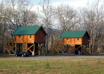 Winter view of cabins